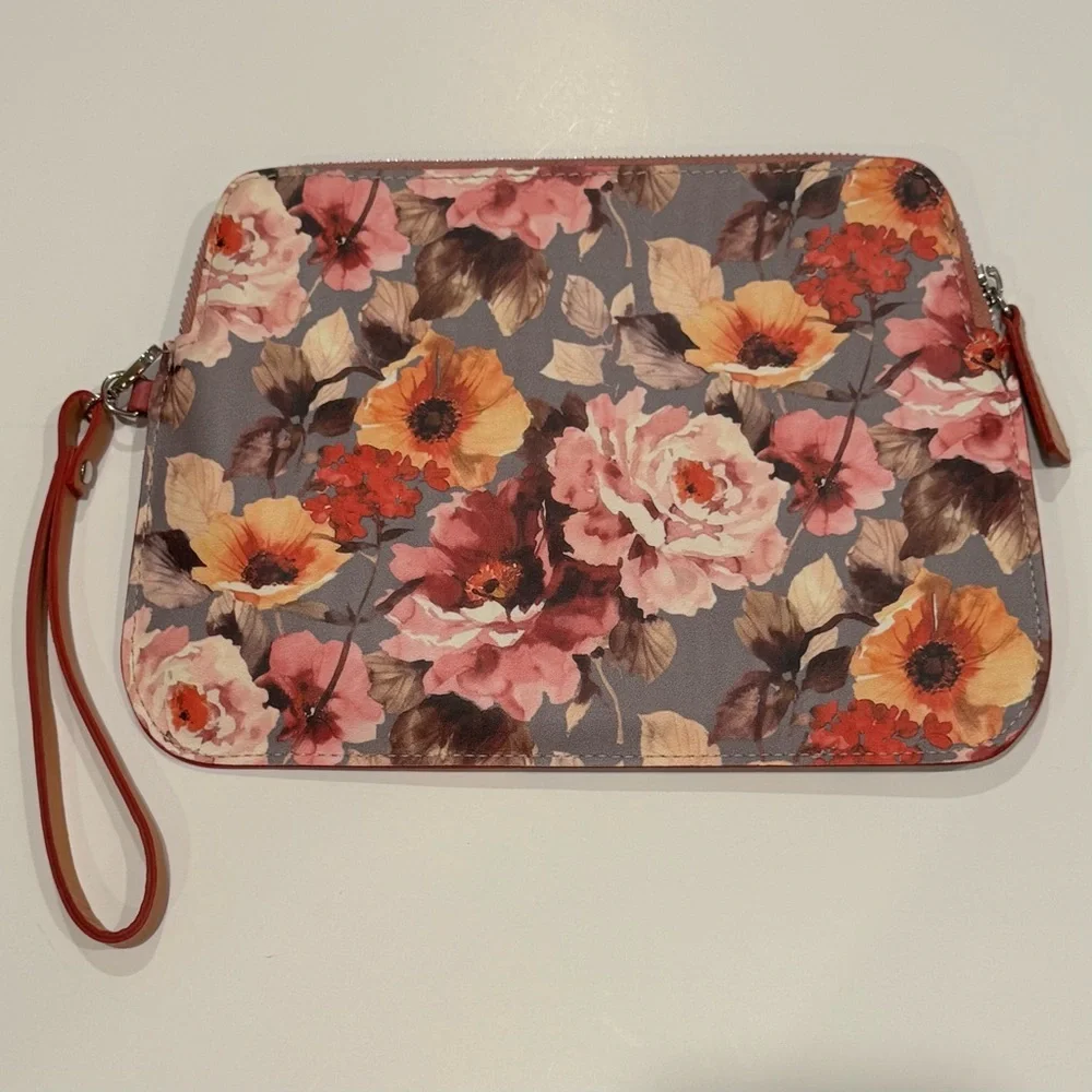 Cavalcanti Women's Floral Wristlet Purse Genuine Leather Made in Italy NEW